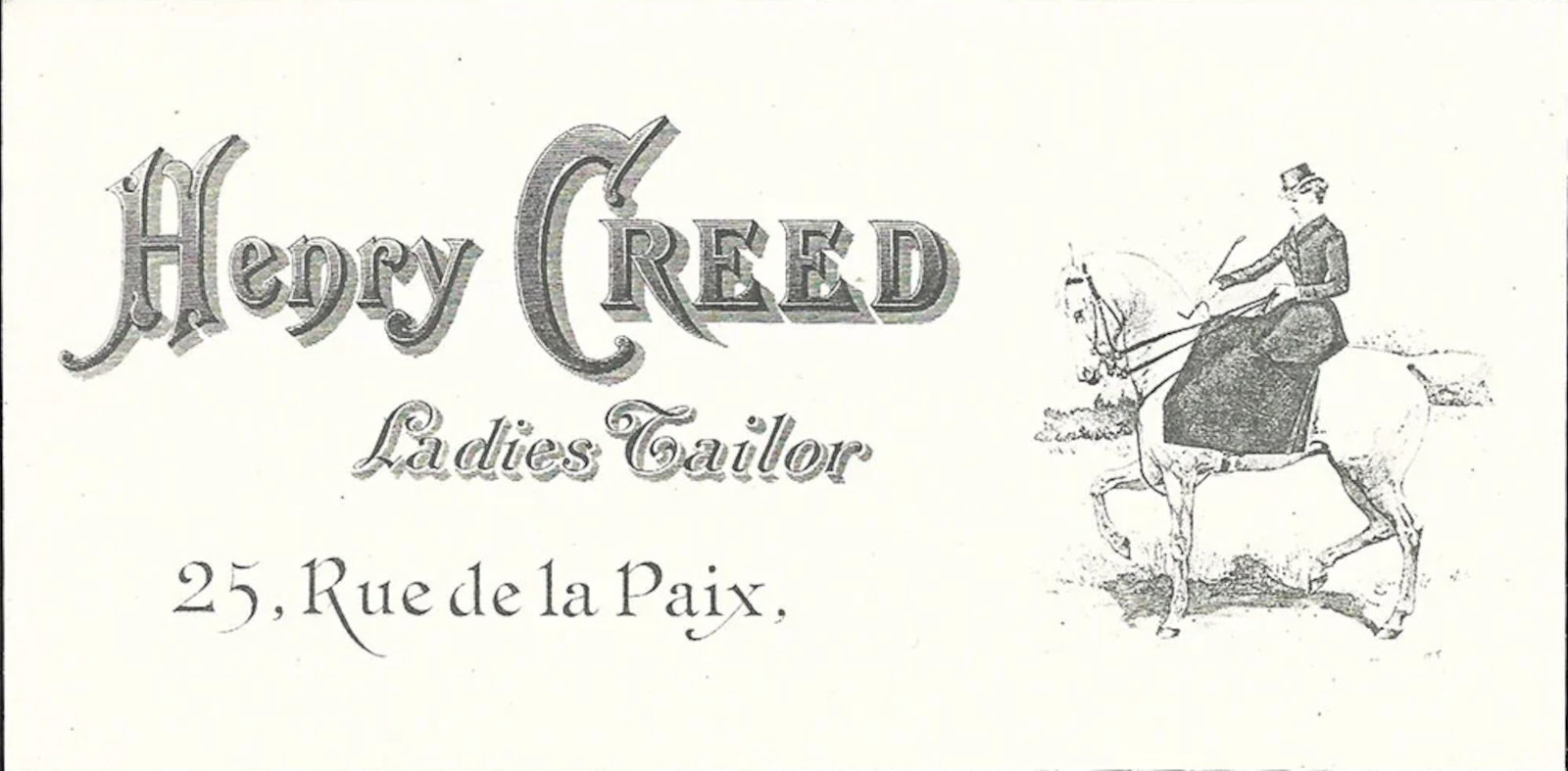 Визитная карточка Henry Creed, 25 rue de la Paix, Париж, начало XX века